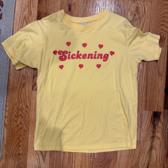 Fashion Brand Company Tops - Yellow and red "Sickening" 100% cotton tee